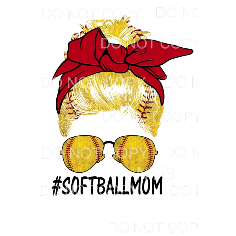 SOFTBALL MOM Messy Bun # 1 Sublimation transfers - Heat 