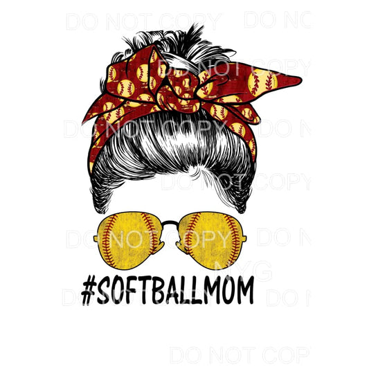 SOFTBALL MOM Messy Bun # 2 Sublimation transfers - Heat 