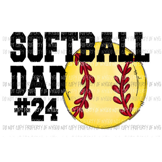 Softball Personalized with number Dad - grandpa - pop pop etc in drop down menu sublimation transfer Heat Transfer