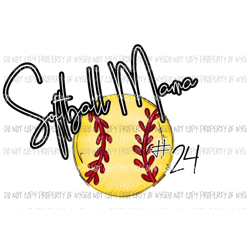 Softball personalized with NUMBER put number in notes Mama - Mimi - Mom - Nana other names in drop down menu if you dont see the name you