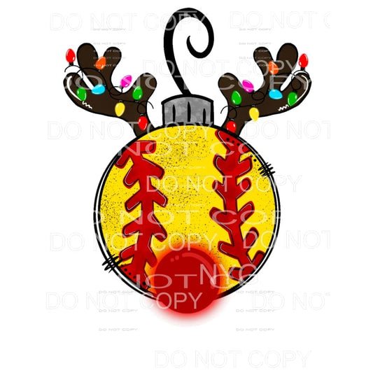 Softball Rudolph Reindeer Ornament Christmas Lights #1059 