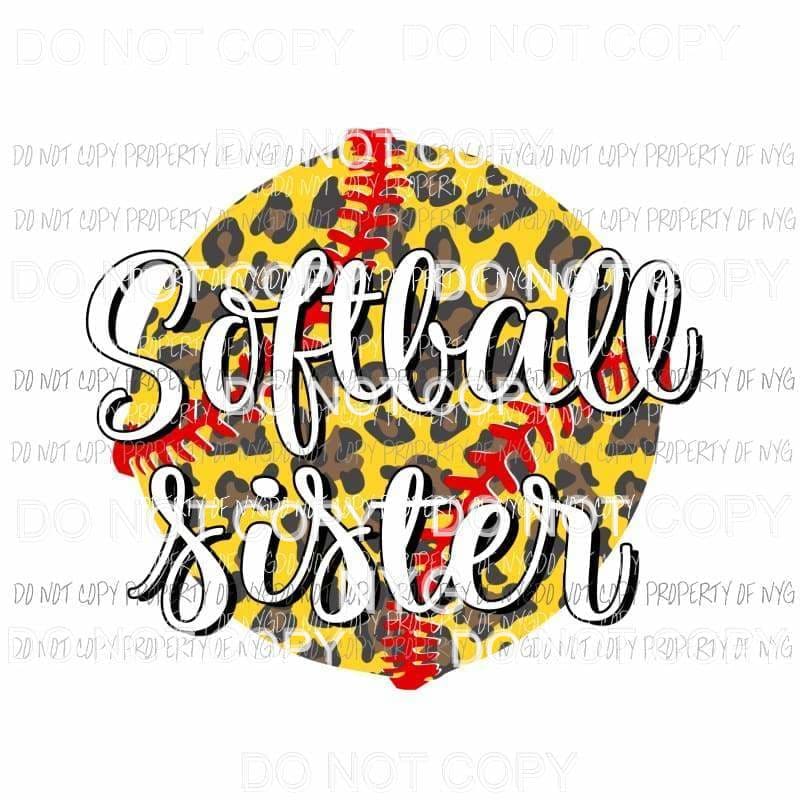 Softball Sister #3 leopard Sublimation transfers Heat Transfer