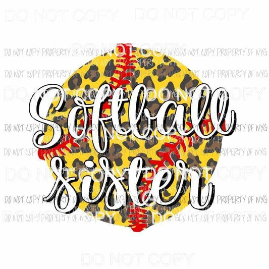 Softball Sister #3 leopard Sublimation transfers Heat Transfer