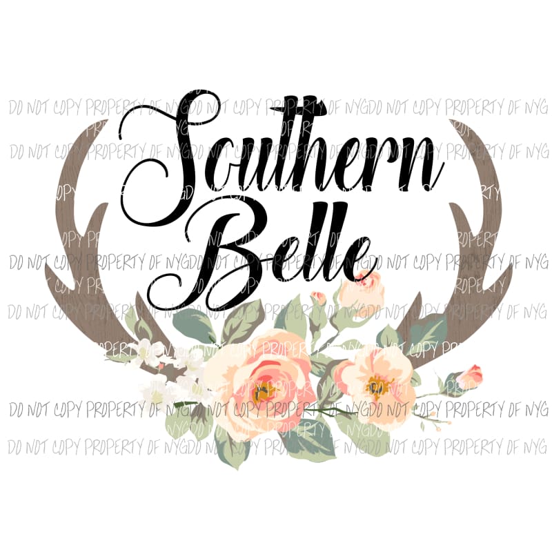 Southern Belle antlers flowers Sublimation transfers Heat Transfer