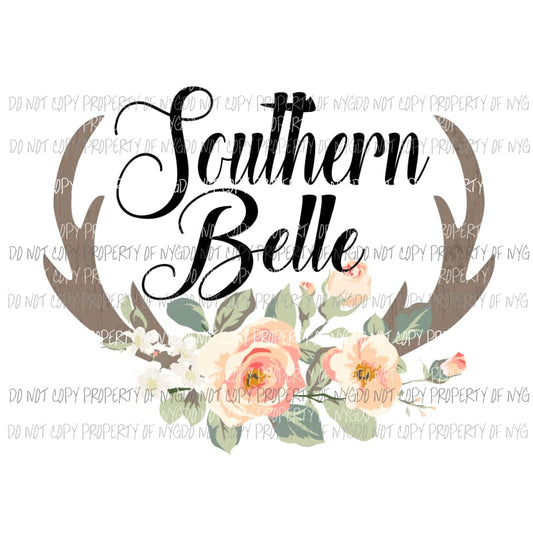 Southern Belle antlers flowers Sublimation transfers Heat Transfer