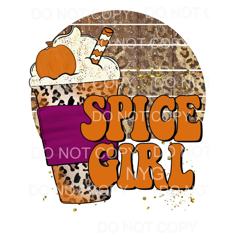 Spice Girl Pumpkin Coffee Leoaprd Wood Circle #322 