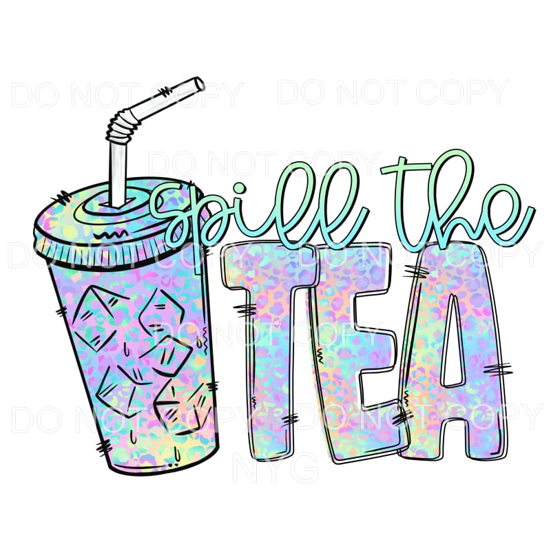 Spill The Tea Tumbler Pastel Leopard Sublimation transfers -