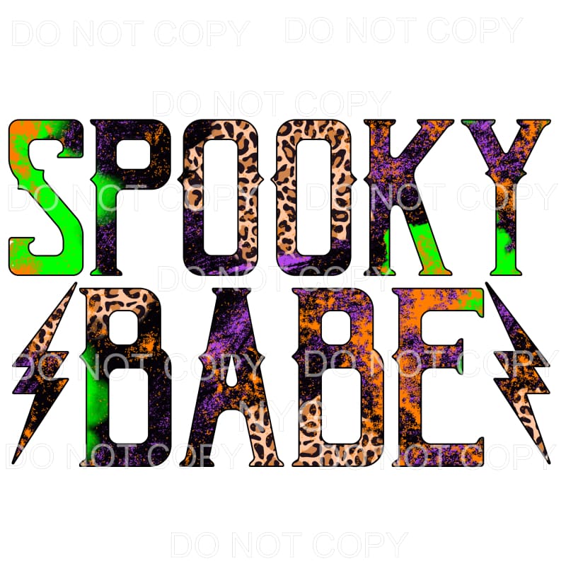 Spooky Babe Lightning Bolt Leopard Orange Purple Green 