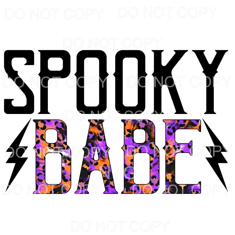 Spooky Babe Lightning Bolt Tie Dye Leopard Orange Purple 