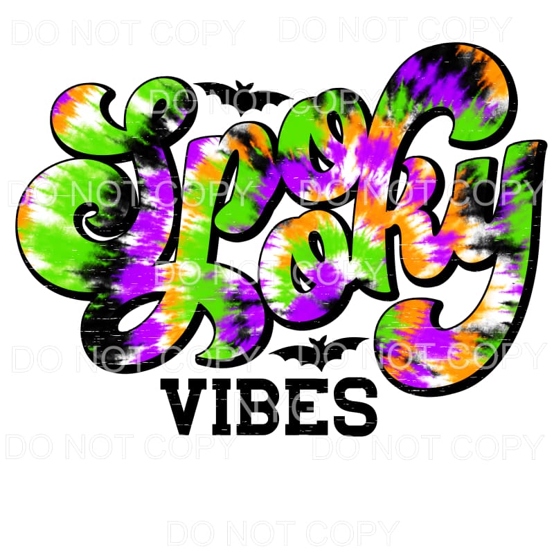Spooky Vibes Orange Green Purple Tie Dye Sublimation 