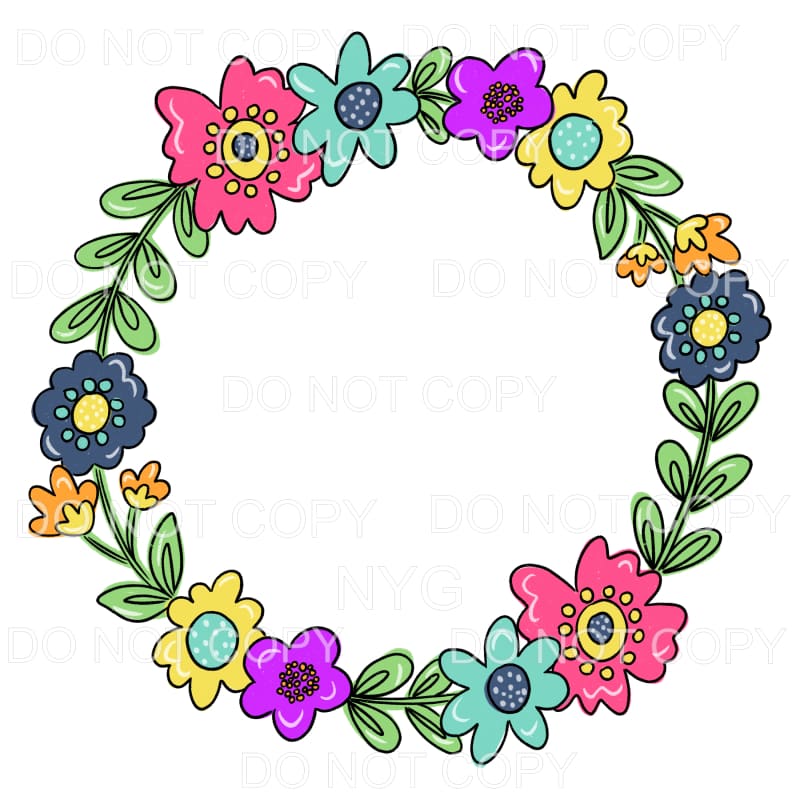 Spring Floral Wreath Sublimation transfers - Heat Transfer