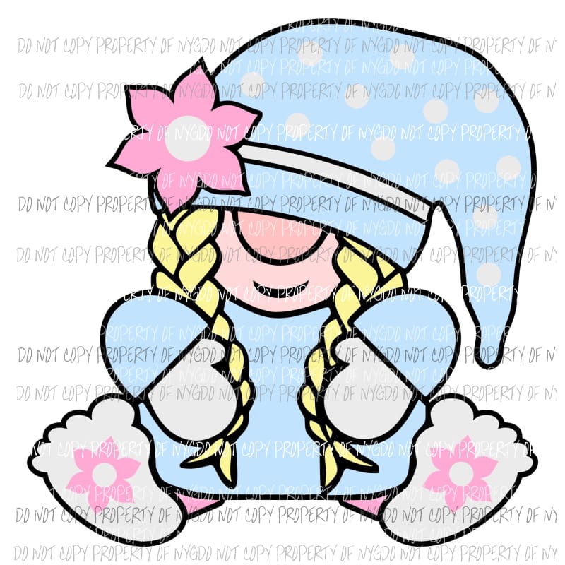 Spring Gnome flower light blue pastels Sublimation transfers Heat Transfer
