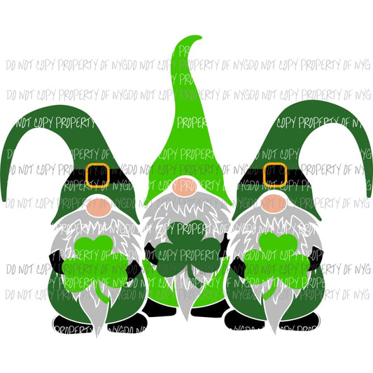 St Patricks Day Gnome trio #1 green Sublimation transfers Heat Transfer