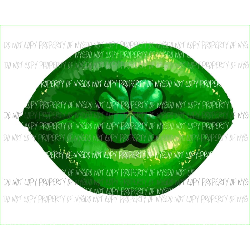 St Patrick’s Day Lips green clover Sublimation transfers Heat Transfer