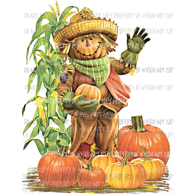 Standing tall Scarecrow pumpkins cornstalk Sublimation transfers Heat Transfer