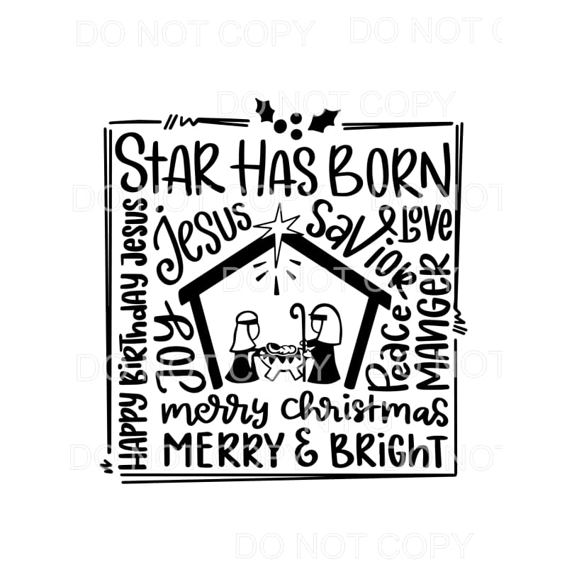 Star Has Born Jesus Words Nativity Scene Sublimation 