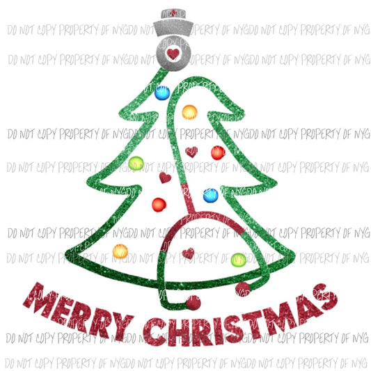Stethoscope Tree nurse - christmas Sublimation transfers Heat Transfer