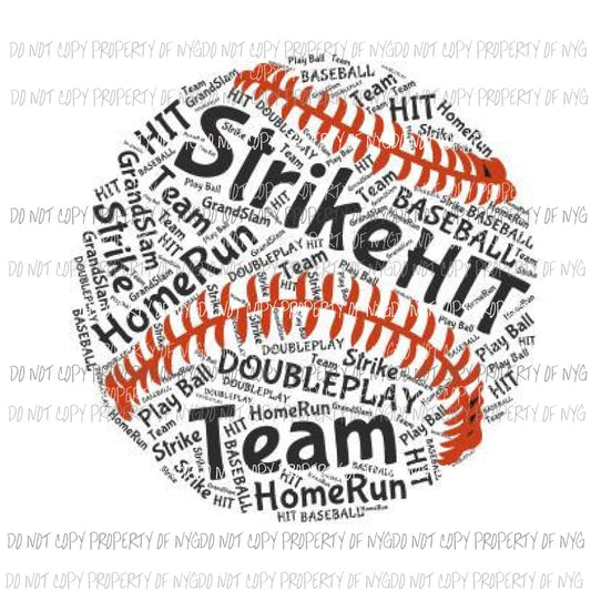 Strike Hit Team Baseball collage Sublimation transfers Heat Transfer