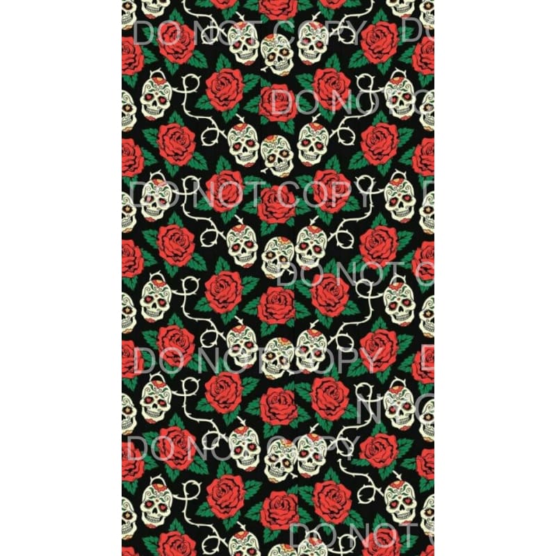 Sugar Skull Red Rose Sheet Sublimation transfers - 13 x 9 
