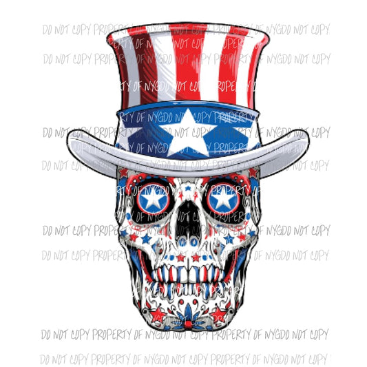 Sugar skull top hat Sublimation transfers usa 4th of july america memorial labor day Heat Transfer