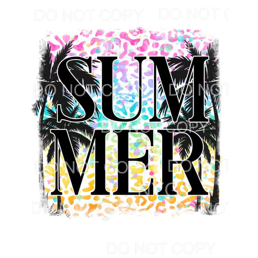 Summer Palm Trees Leopard Background Sublimation transfers -