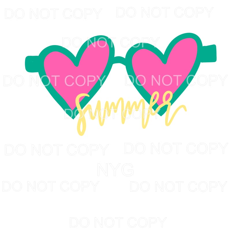 Summer Pink Green Heart Shaped Sunglasses Sublimation 