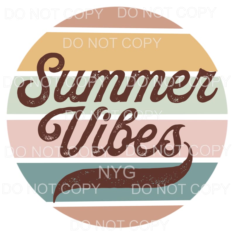 Summer Vibes Distressed Retro Circle Sublimation transfers -