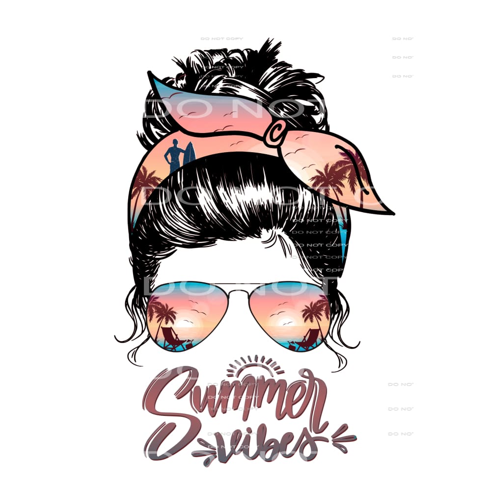 Summer Vibes Messy Bun # 7777 Sublimation transfers - Heat 