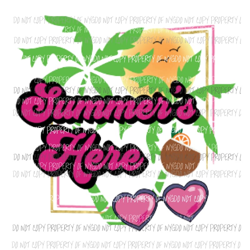 Summers Here Coconut Sublimation transfers Heat Transfer