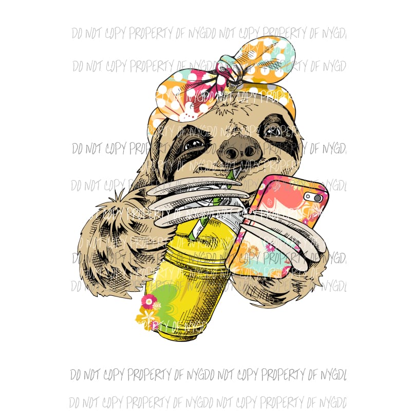 summertime sloth bandanna Sublimation transfers Heat Transfer