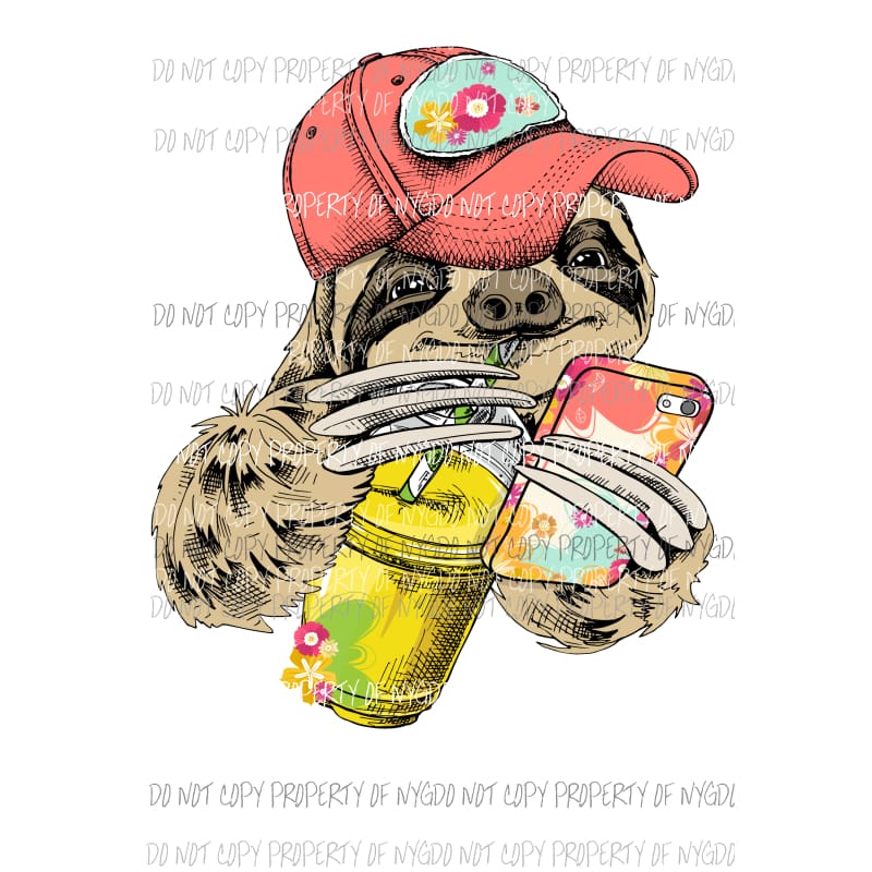 summertime sloth baseball hat Sublimation transfers Heat Transfer