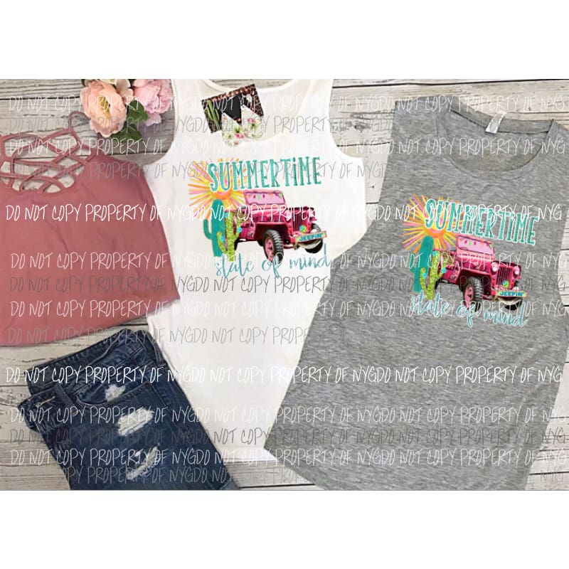 summertime state of mind jeep Sublimation transfers Heat Transfer