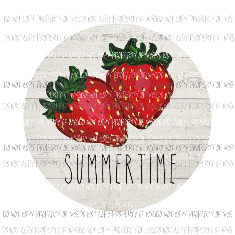 Summertime Strawberries wood circle Sublimation transfers Heat Transfer