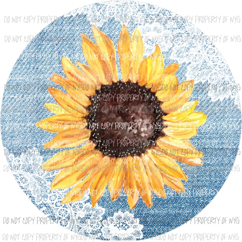 Sunflower and denim lace circle Sublimation transfers Heat Transfer
