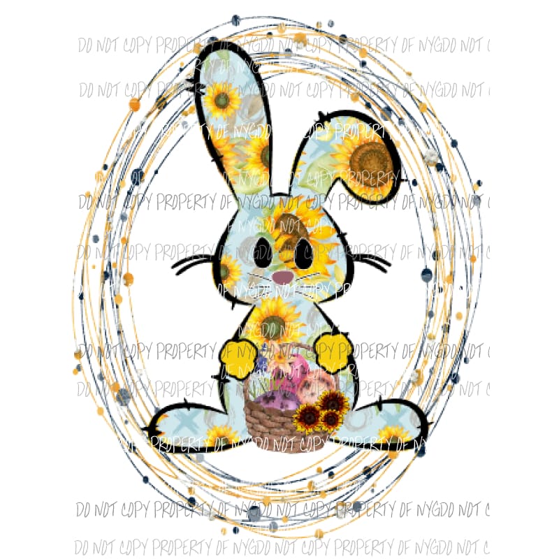 Sunflower Bunny 1 frame Sublimation transfers Heat Transfer
