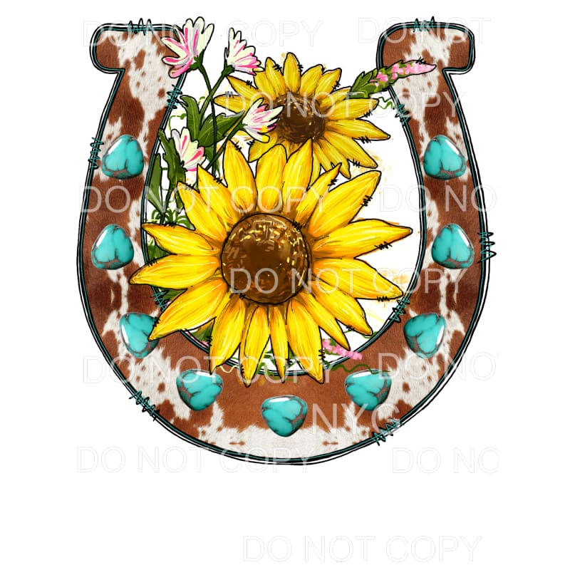 Sunflower Cowhide Horse shoe # 19 Sublimation transfers - 