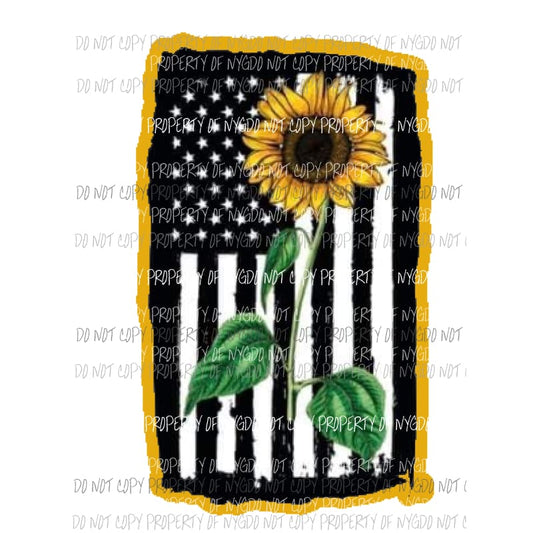 Sunflower Flag Black Sublimation transfers Heat Transfer