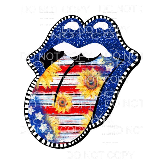 Sunflower Flag Blue Glitter Lips Sublimation transfers - 