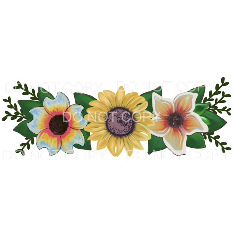 Sunflower Flower Trio Swag #1349 Sublimation transfers - 
