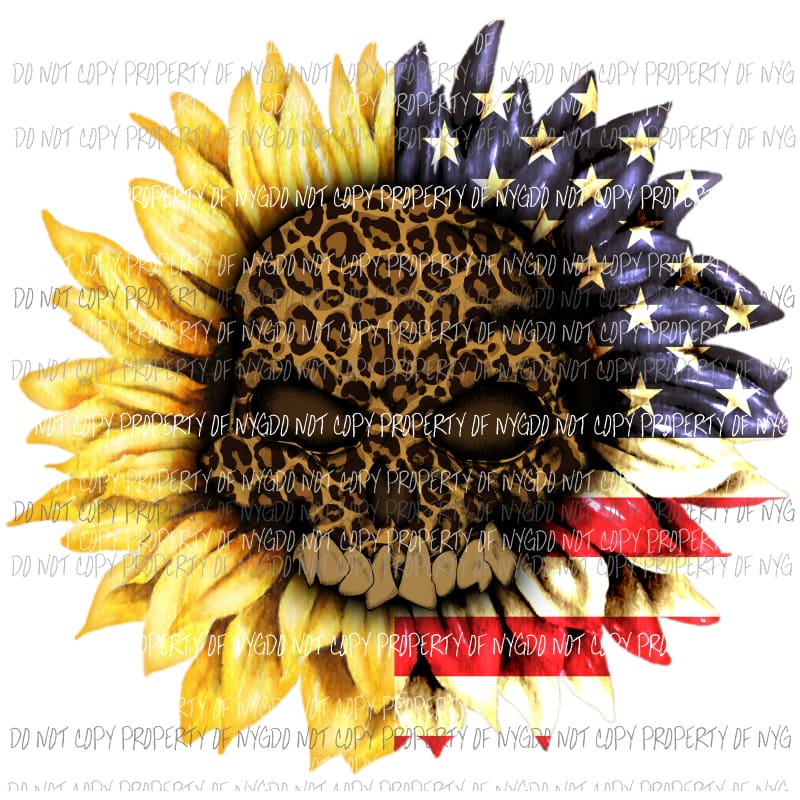 Sunflower Leopard Skull American Flag Sublimation transfers Heat Transfer
