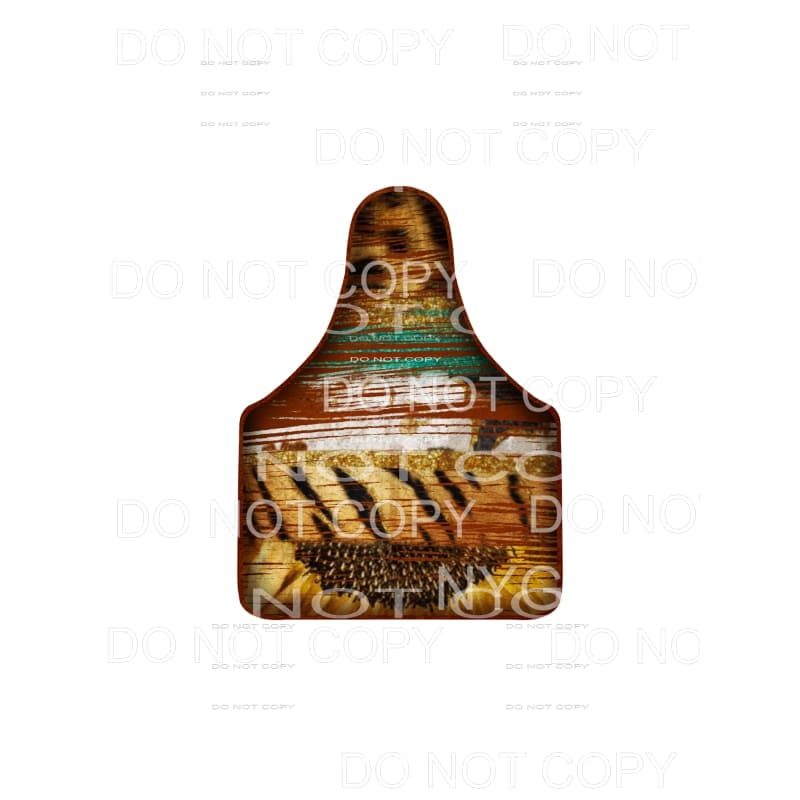 Sunflower Stripes Turquoise Gold Glitter Cow Tag #2054 