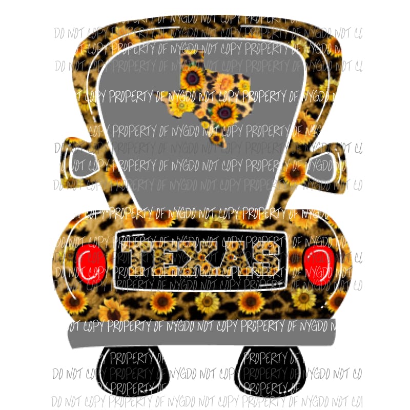 Sunflower Texas Truck Sublimation transfers Heat Transfer