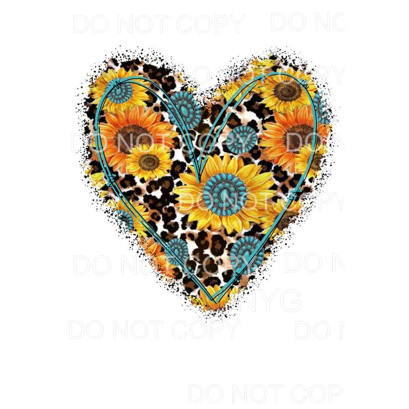 Sunflower Turquoise Gem Leopard Heart Sublimation transfers 