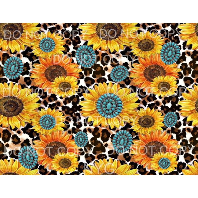 Sunflower Turquoise Gemstone Leopard Sheet Sublimation 