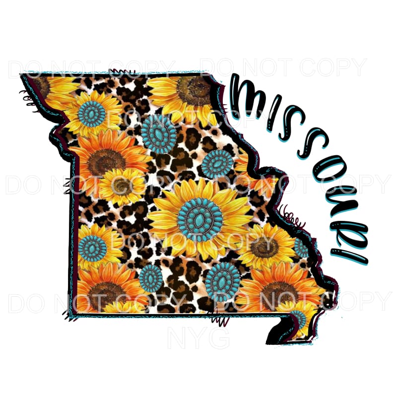 Sunflower Turquoise Leopard STATES All states in drop down 