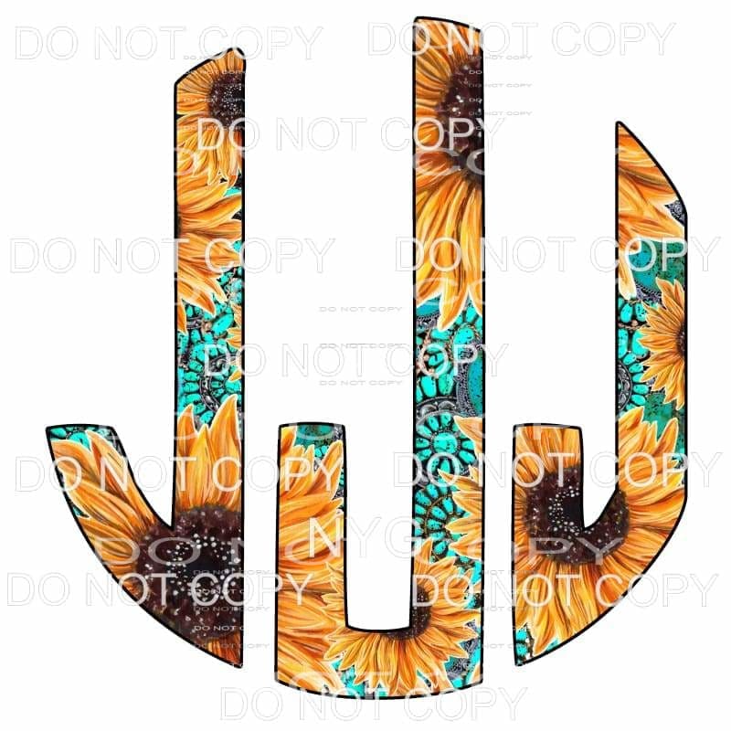 Sunflower Turquoise monogram letters put letters in notes 