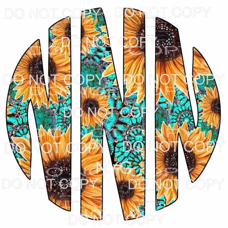 Sunflower Turquoise monogram letters put letters in notes 