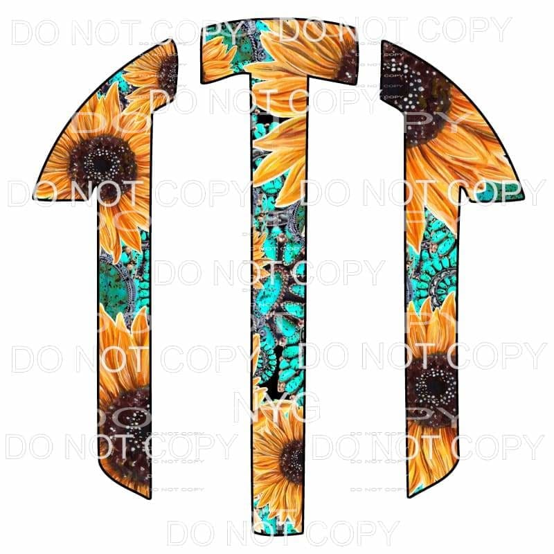Sunflower Turquoise monogram letters put letters in notes 