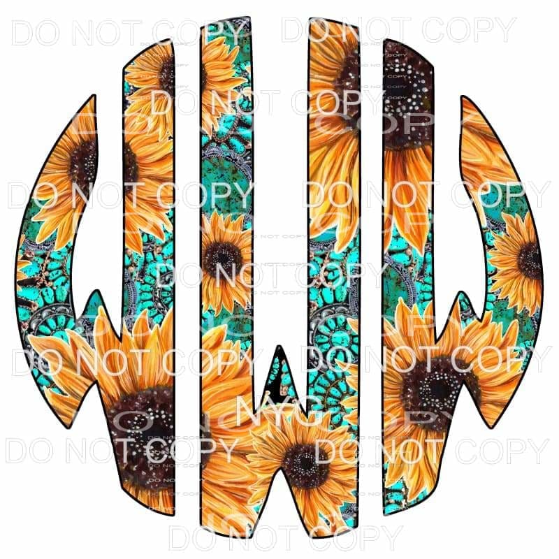 Sunflower Turquoise monogram letters put letters in notes 