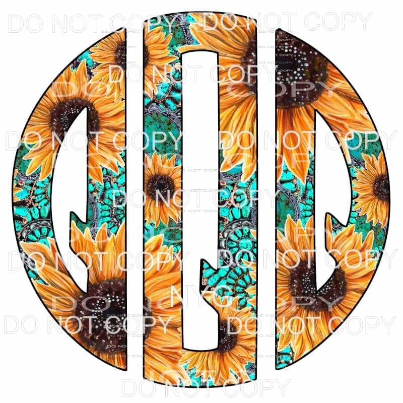 Sunflower Turquoise monogram letters put letters in notes 